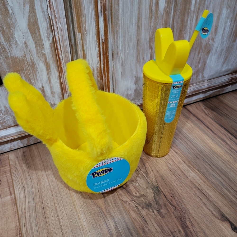 NWT PEEPS Treat Basket and Grid Tumbler Bundle - Picture 7 of 10